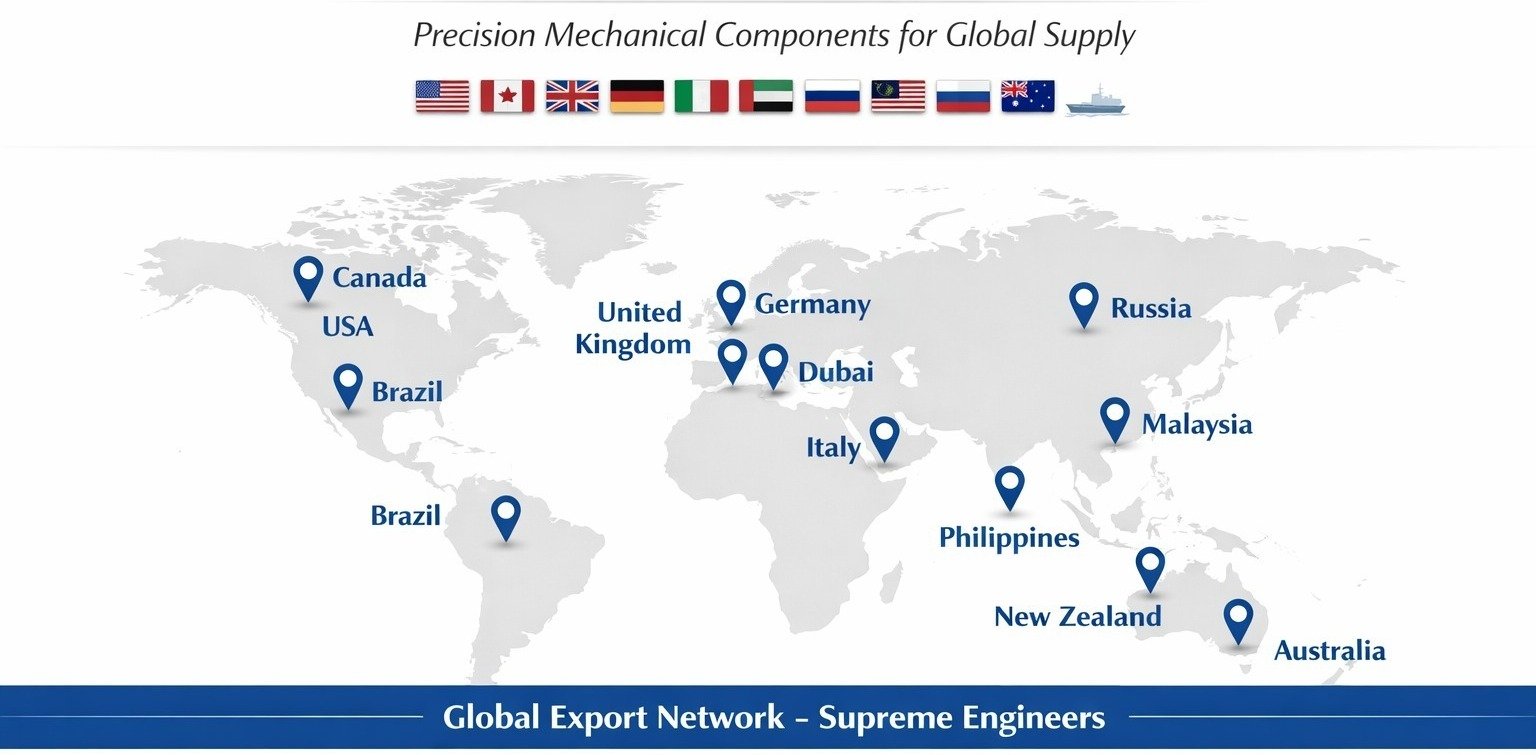 World map showing export countries served by Supreme Engineers