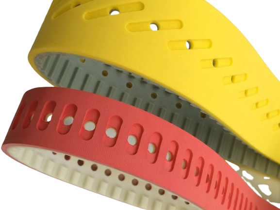 Yellow red and grey vacuum timing belts