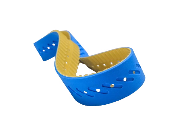 Blue and yellow vacuum timing belt